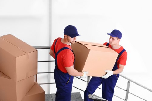 Packed household items ready for transport on moving day