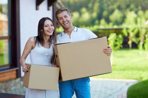 Local moving team handling access challenges in a residential area