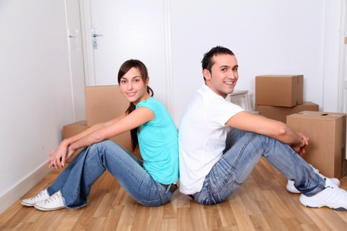 Organised boxes and packing supplies ready for home or office relocation