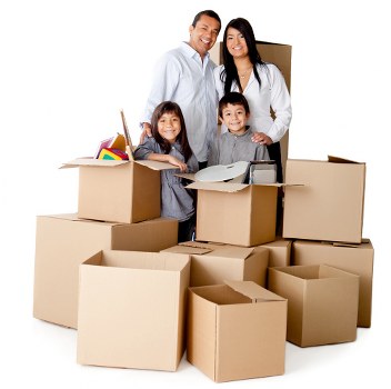 Packed moving boxes prepared for house removals service